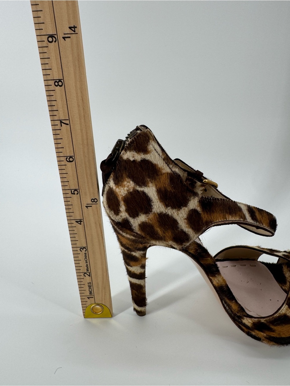 Miu Miu Leopard Print Calf Hair Crisscross Ankle Strap Heels Sz37.5 Authenticate - Picture 8 of 10